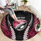 North Harbour 2026 Rugby Custom Round Carpet NZ Maori Silver Fern