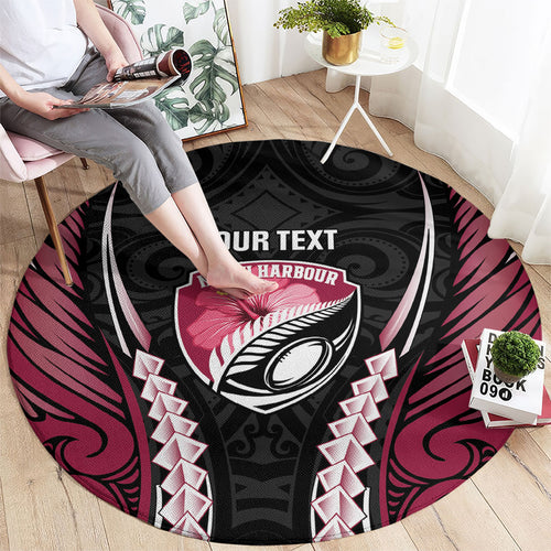 North Harbour 2026 Rugby Custom Round Carpet NZ Maori Silver Fern