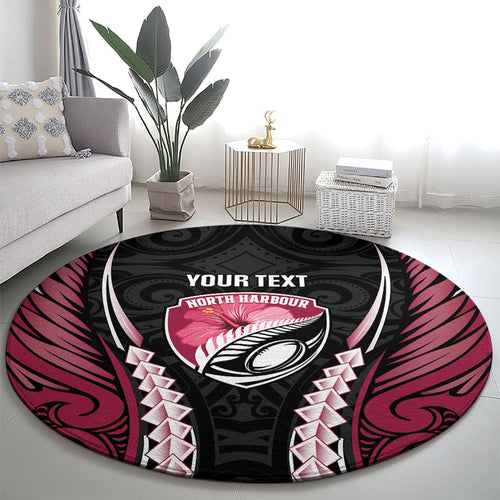 North Harbour 2026 Rugby Custom Round Carpet NZ Maori Silver Fern