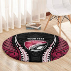 North Harbour 2026 Rugby Custom Round Carpet NZ Maori Silver Fern