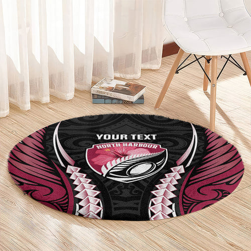 North Harbour 2026 Rugby Custom Round Carpet NZ Maori Silver Fern