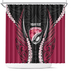 North Harbour 2026 Rugby Custom Shower Curtain NZ Maori Silver Fern
