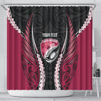 North Harbour 2026 Rugby Custom Shower Curtain NZ Maori Silver Fern