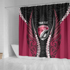 North Harbour 2026 Rugby Custom Shower Curtain NZ Maori Silver Fern