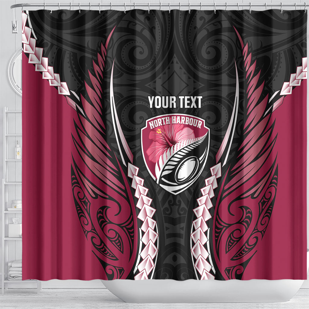North Harbour 2026 Rugby Custom Shower Curtain NZ Maori Silver Fern