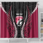 North Harbour 2026 Rugby Custom Shower Curtain NZ Maori Silver Fern