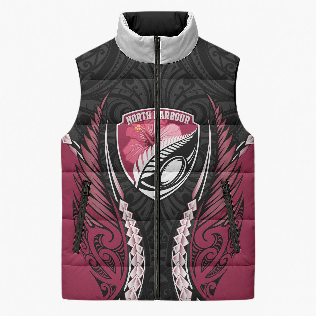 North Harbour 2026 Rugby Custom Sleeveless Puffer Jacket NZ Maori Silver Fern