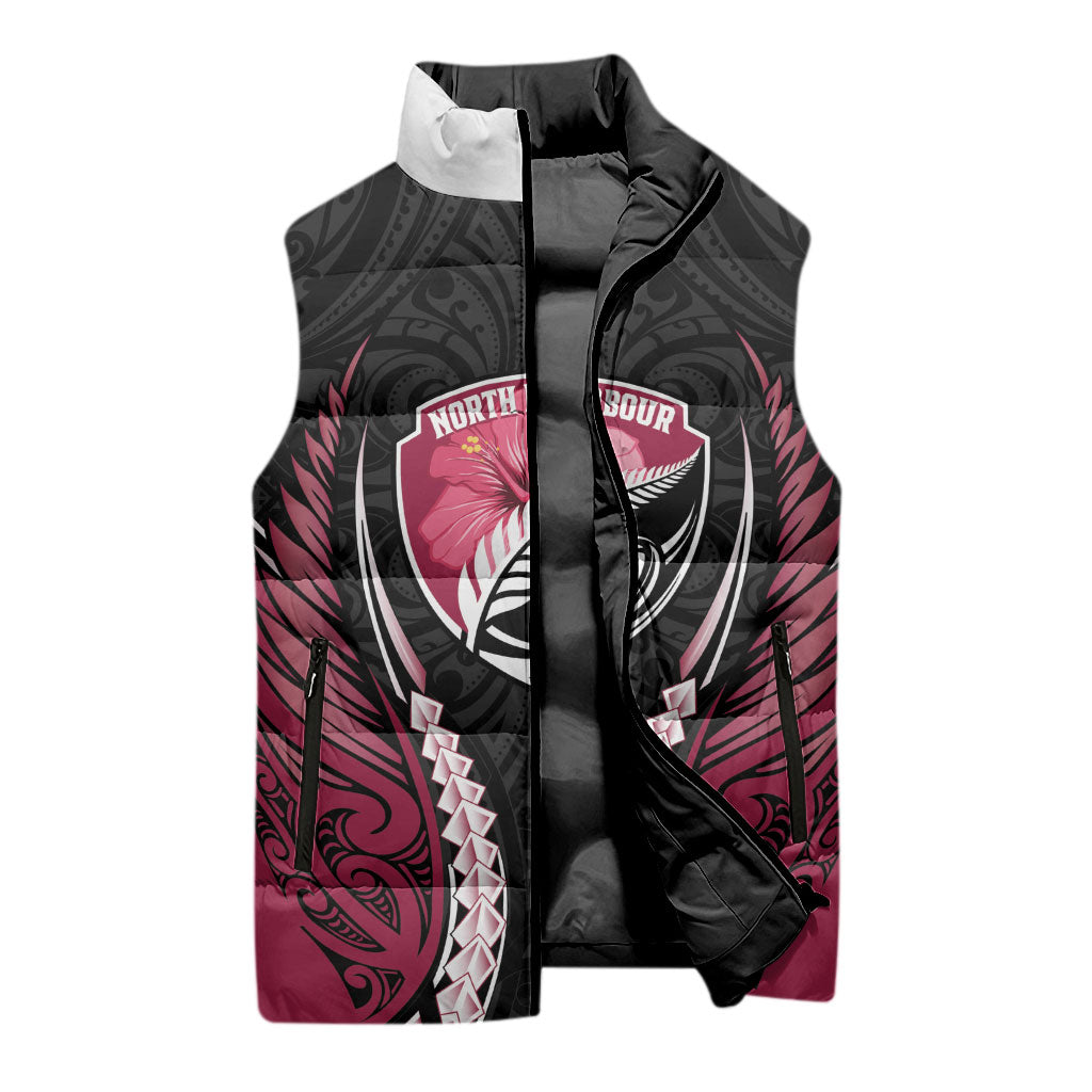 North Harbour 2026 Rugby Custom Sleeveless Puffer Jacket NZ Maori Silver Fern