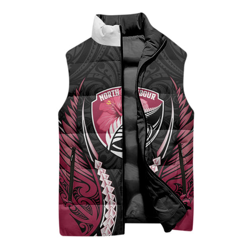 North Harbour 2026 Rugby Custom Sleeveless Puffer Jacket NZ Maori Silver Fern