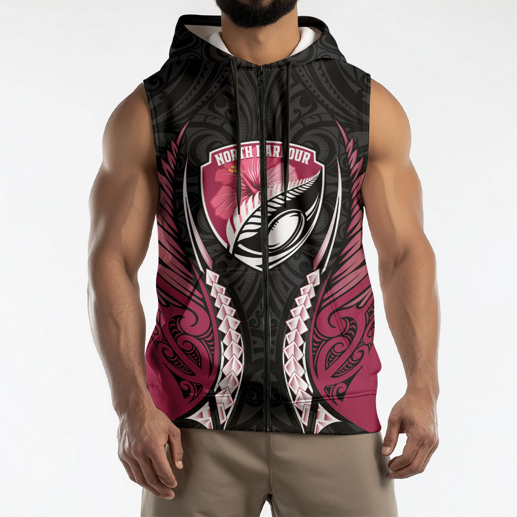 North Harbour 2026 Rugby Custom Sleeveless Zip Hoodie NZ Maori Silver Fern