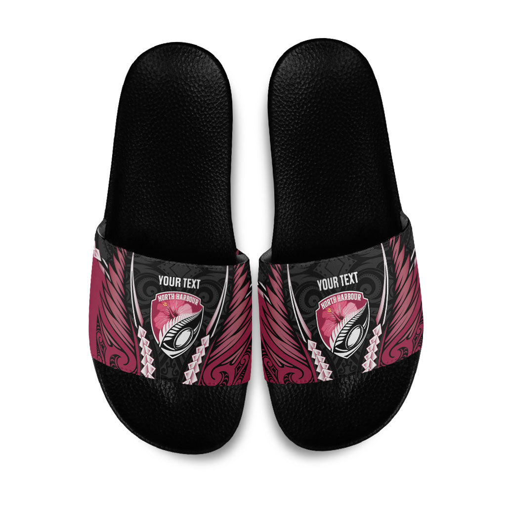 North Harbour 2026 Rugby Custom Slide Sandals NZ Maori Silver Fern