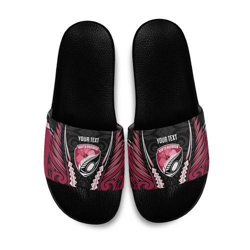 North Harbour 2026 Rugby Custom Slide Sandals NZ Maori Silver Fern