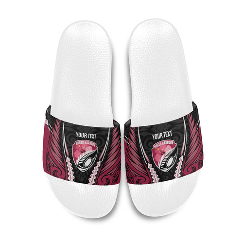 North Harbour 2026 Rugby Custom Slide Sandals NZ Maori Silver Fern