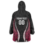 North Harbour 2026 Rugby Custom Wearable Blanket Hoodie NZ Maori Silver Fern