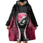North Harbour 2026 Rugby Custom Wearable Blanket Hoodie NZ Maori Silver Fern