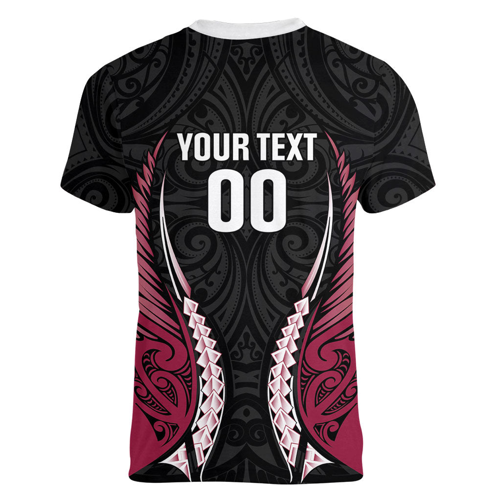 North Harbour 2026 Rugby Custom Women V-Neck T-Shirt NZ Maori Silver Fern