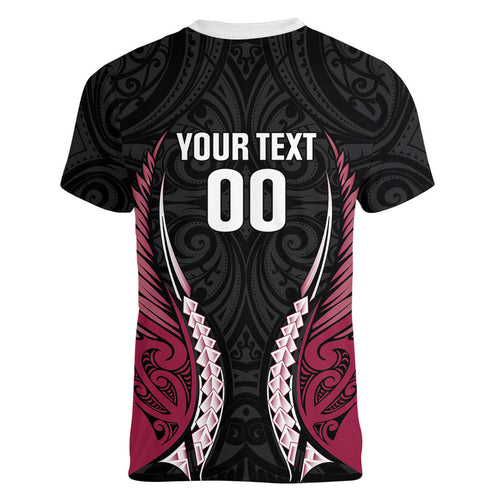 North Harbour 2026 Rugby Custom Women V-Neck T-Shirt NZ Maori Silver Fern