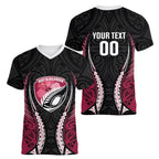 North Harbour 2026 Rugby Custom Women V-Neck T-Shirt NZ Maori Silver Fern