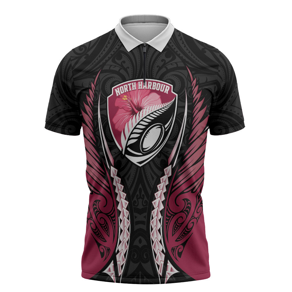 North Harbour 2026 Rugby Custom Zipper Polo Shirt NZ Maori Silver Fern