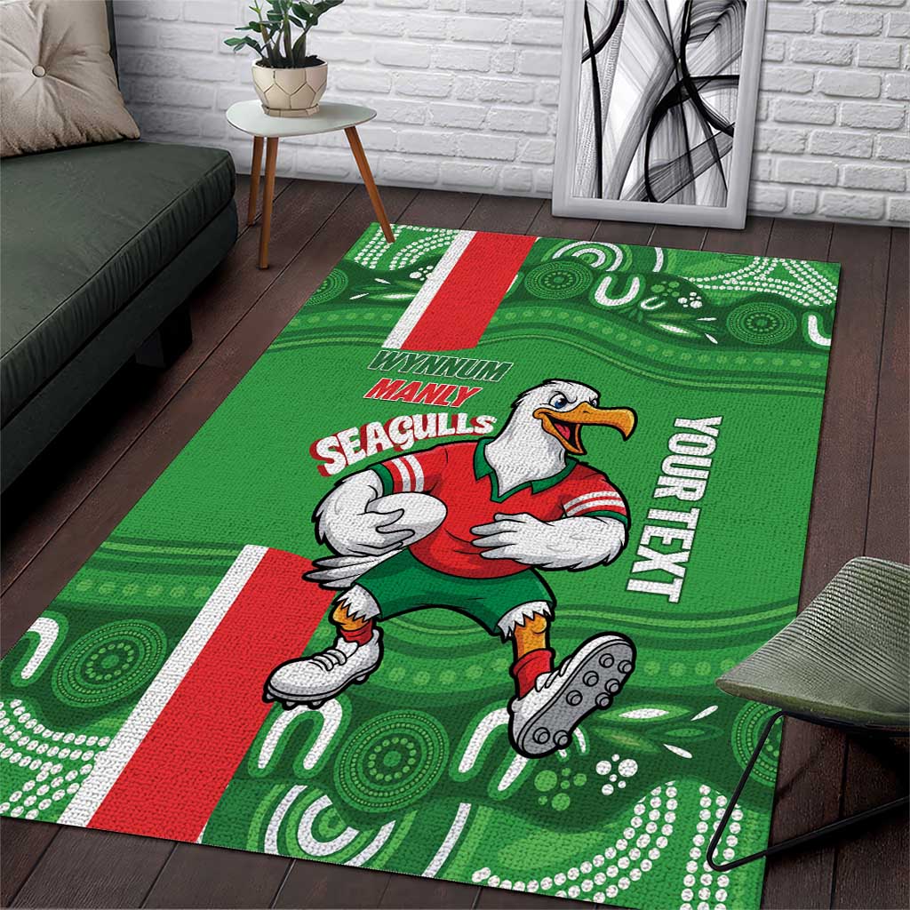 Wynnum Rugby Custom Area Rug Go Manly Seagulls Aboriginal Art - Aussie Hoodie
