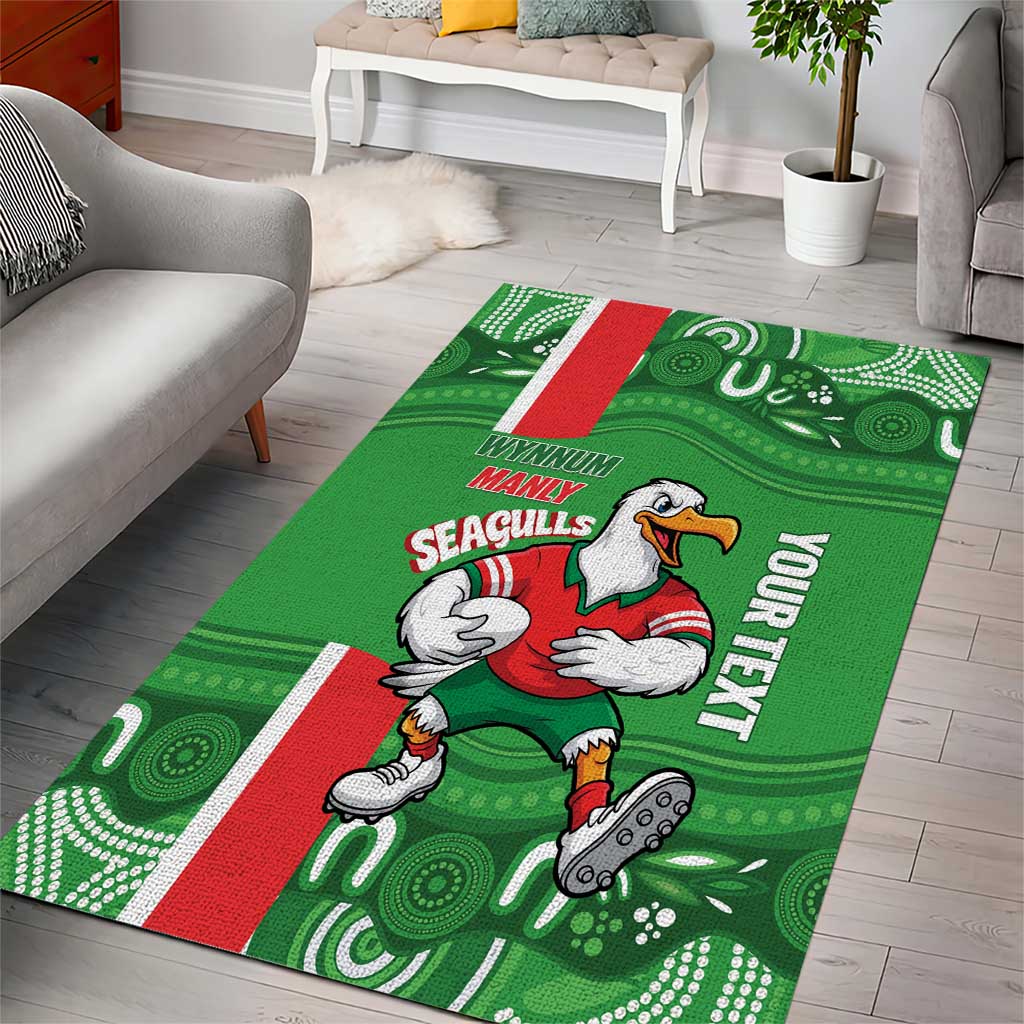 Wynnum Rugby Custom Area Rug Go Manly Seagulls Aboriginal Art - Aussie Hoodie
