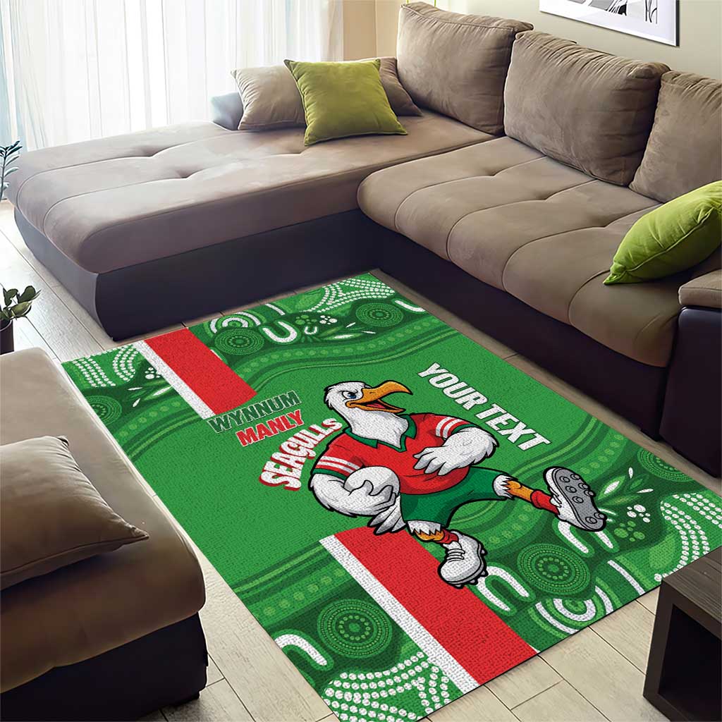 Wynnum Rugby Custom Area Rug Go Manly Seagulls Aboriginal Art - Aussie Hoodie