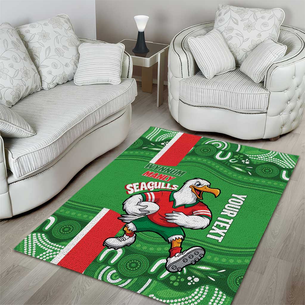 Wynnum Rugby Custom Area Rug Go Manly Seagulls Aboriginal Art - Aussie Hoodie
