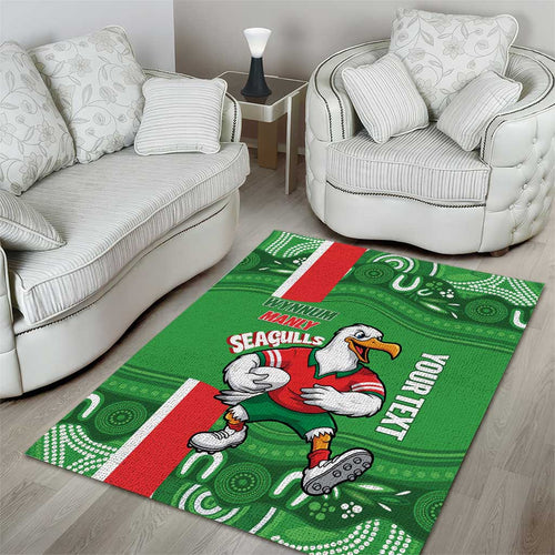 Wynnum Rugby Custom Area Rug Go Manly Seagulls Aboriginal Art - Aussie Hoodie