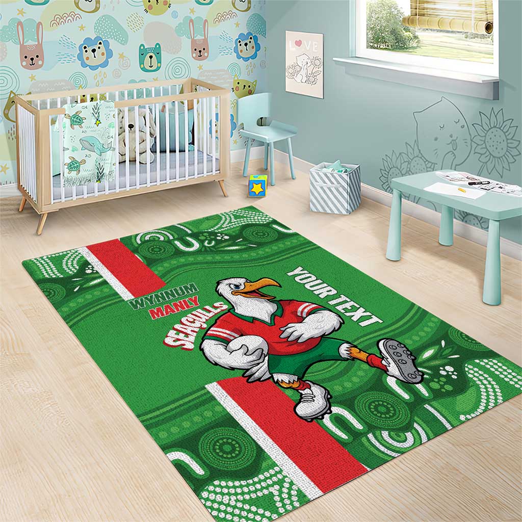 Wynnum Rugby Custom Area Rug Go Manly Seagulls Aboriginal Art - Aussie Hoodie