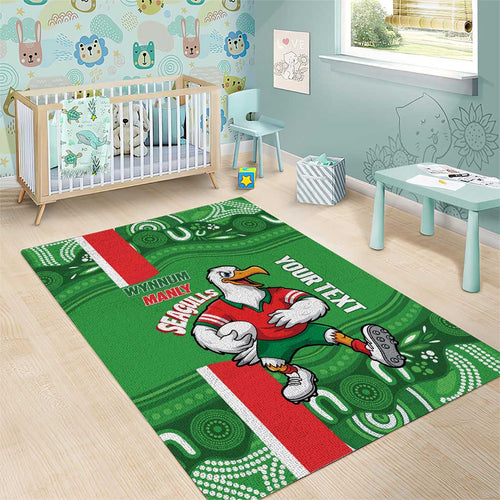 Wynnum Rugby Custom Area Rug Go Manly Seagulls Aboriginal Art - Aussie Hoodie