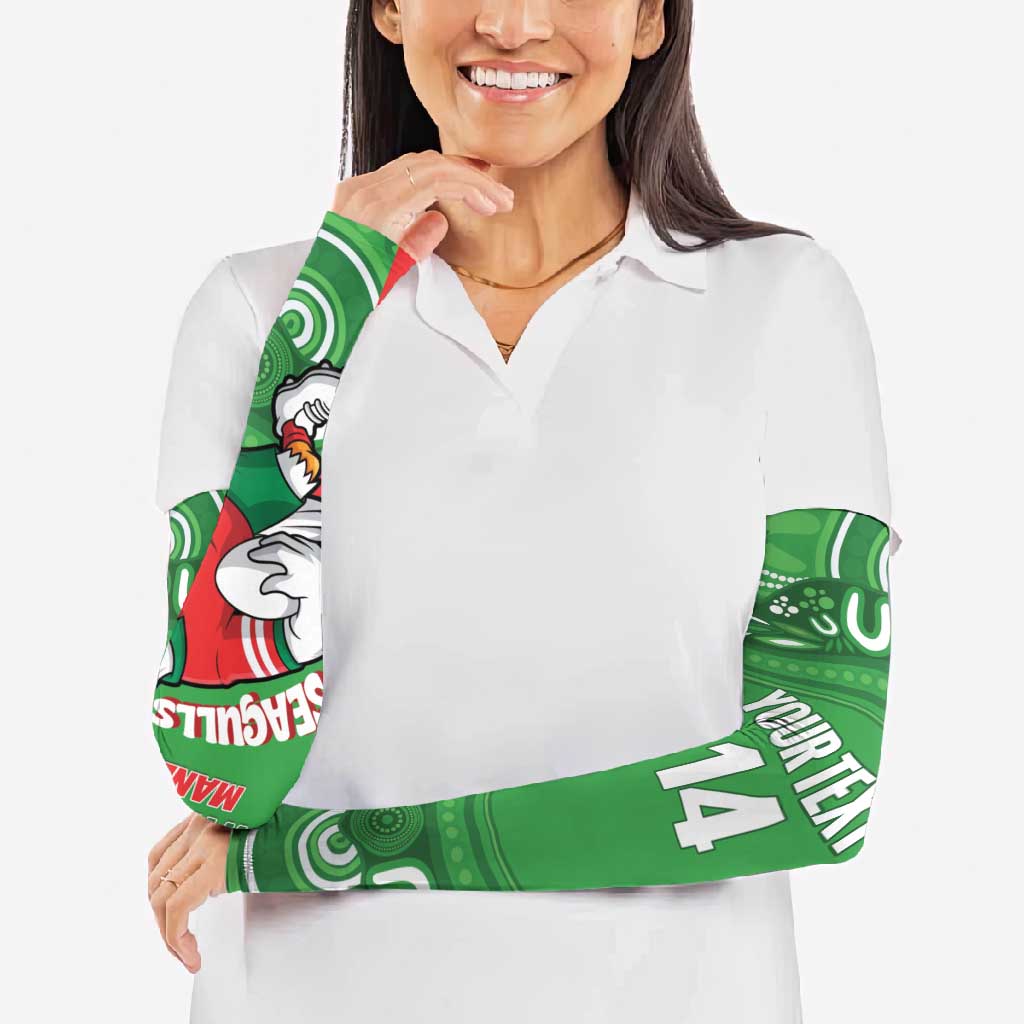 Wynnum Rugby Custom Arm Sleeves Go Manly Seagulls Aboriginal Art - Aussie Hoodie