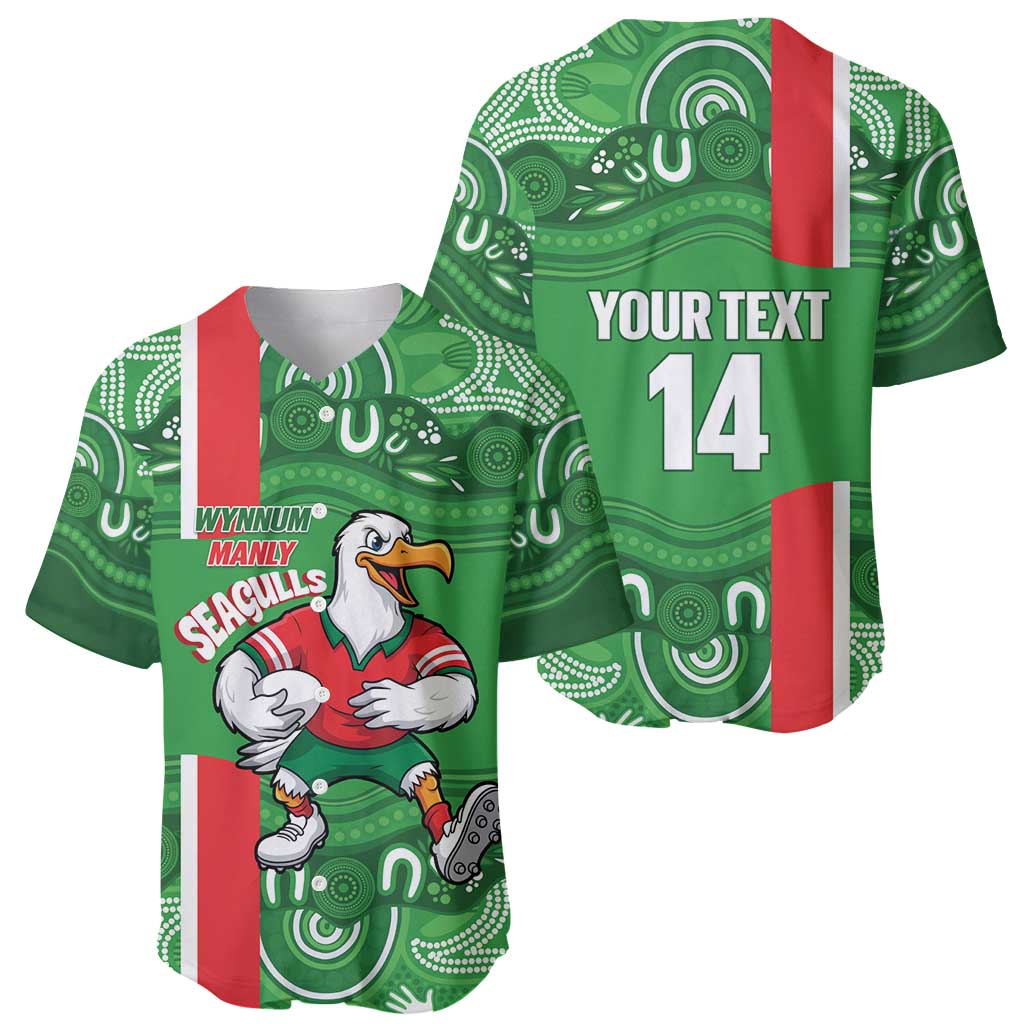 Wynnum Rugby Custom Baseball Jersey Go Manly Seagulls Aboriginal Art - Aussie Hoodie