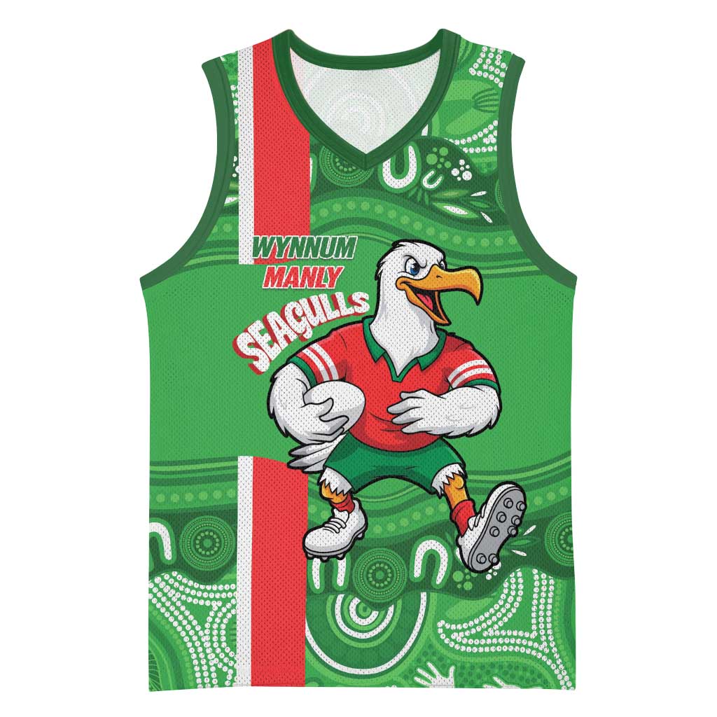 Wynnum Rugby Custom Basketball Jersey Go Manly Seagulls Aboriginal Art - Aussie Hoodie