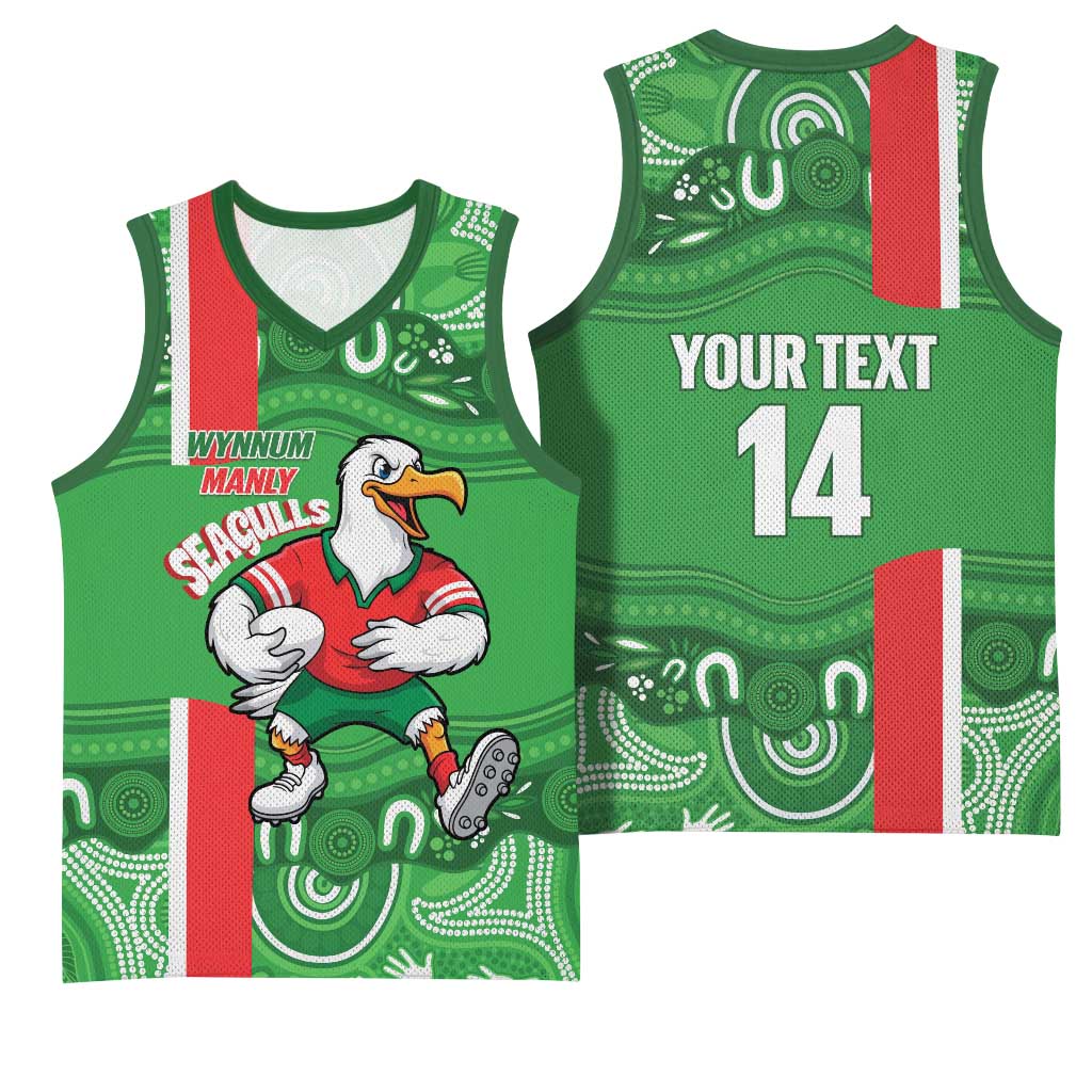 Wynnum Rugby Custom Basketball Jersey Go Manly Seagulls Aboriginal Art - Aussie Hoodie