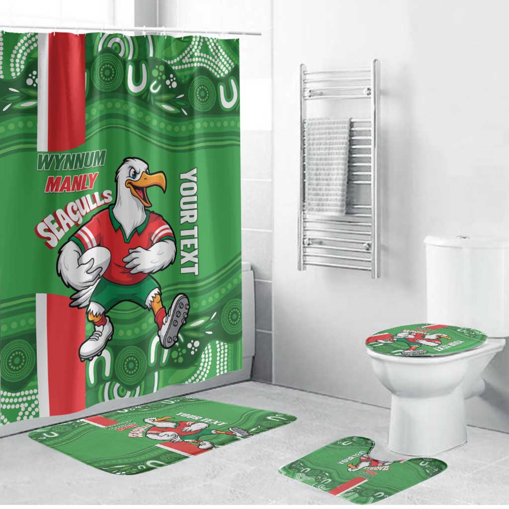 Wynnum Rugby Custom Bathroom Set Go Manly Seagulls Aboriginal Art - Aussie Hoodie