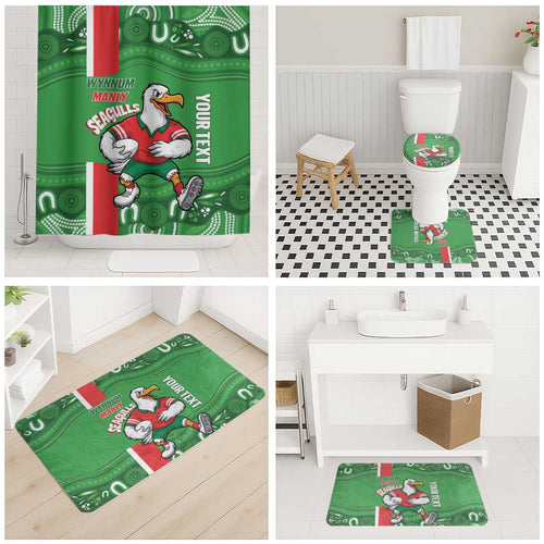 Wynnum Rugby Custom Bathroom Set Go Manly Seagulls Aboriginal Art - Aussie Hoodie