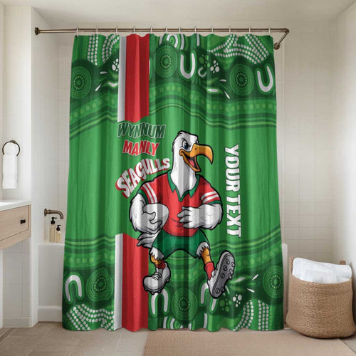 Wynnum Rugby Custom Bathroom Set Go Manly Seagulls Aboriginal Art - Aussie Hoodie