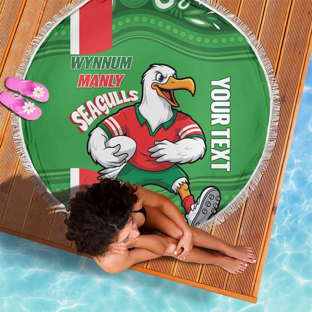 Wynnum Rugby Custom Beach Blanket Go Manly Seagulls Aboriginal Art - Aussie Hoodie