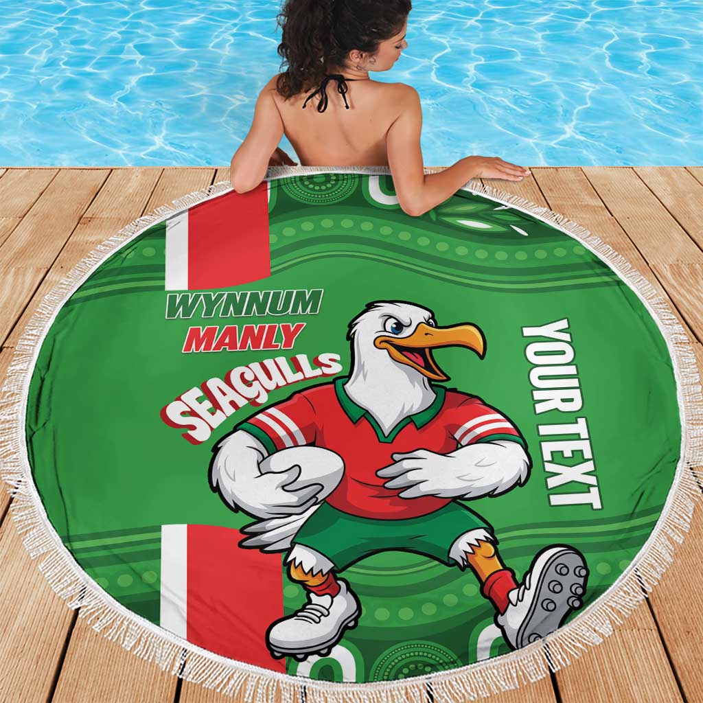 Wynnum Rugby Custom Beach Blanket Go Manly Seagulls Aboriginal Art - Aussie Hoodie