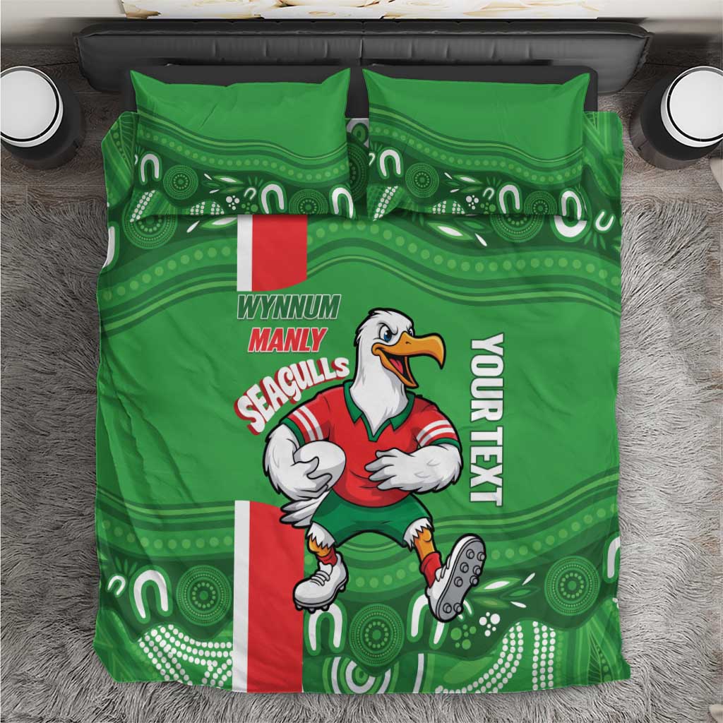 Wynnum Rugby Custom Bedding Set Go Manly Seagulls Aboriginal Art - Aussie Hoodie