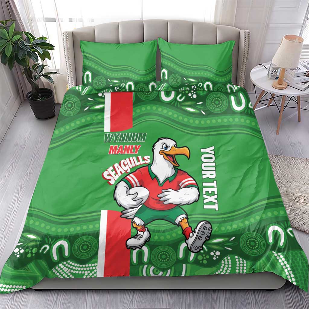Wynnum Rugby Custom Bedding Set Go Manly Seagulls Aboriginal Art - Aussie Hoodie