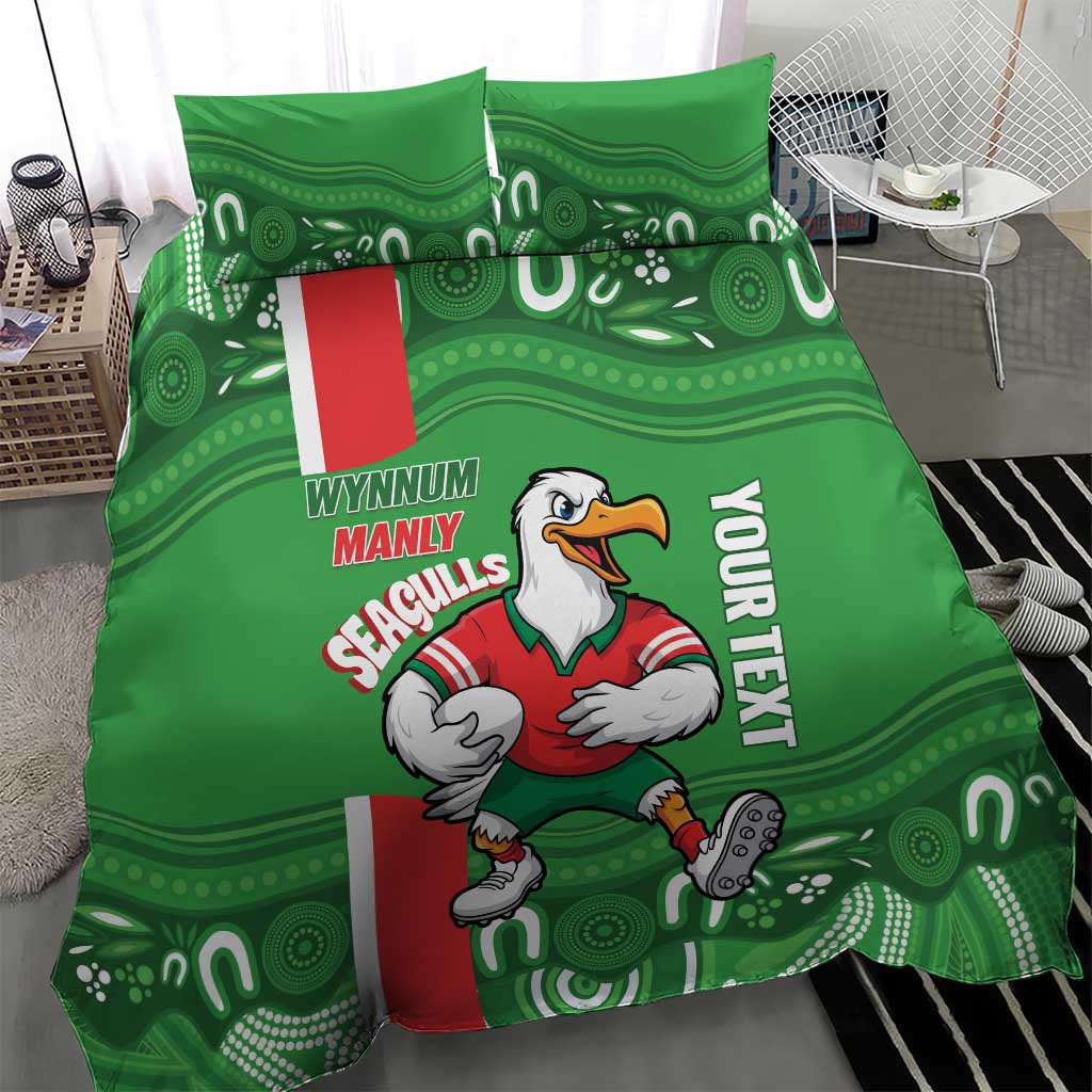Wynnum Rugby Custom Bedding Set Go Manly Seagulls Aboriginal Art - Aussie Hoodie
