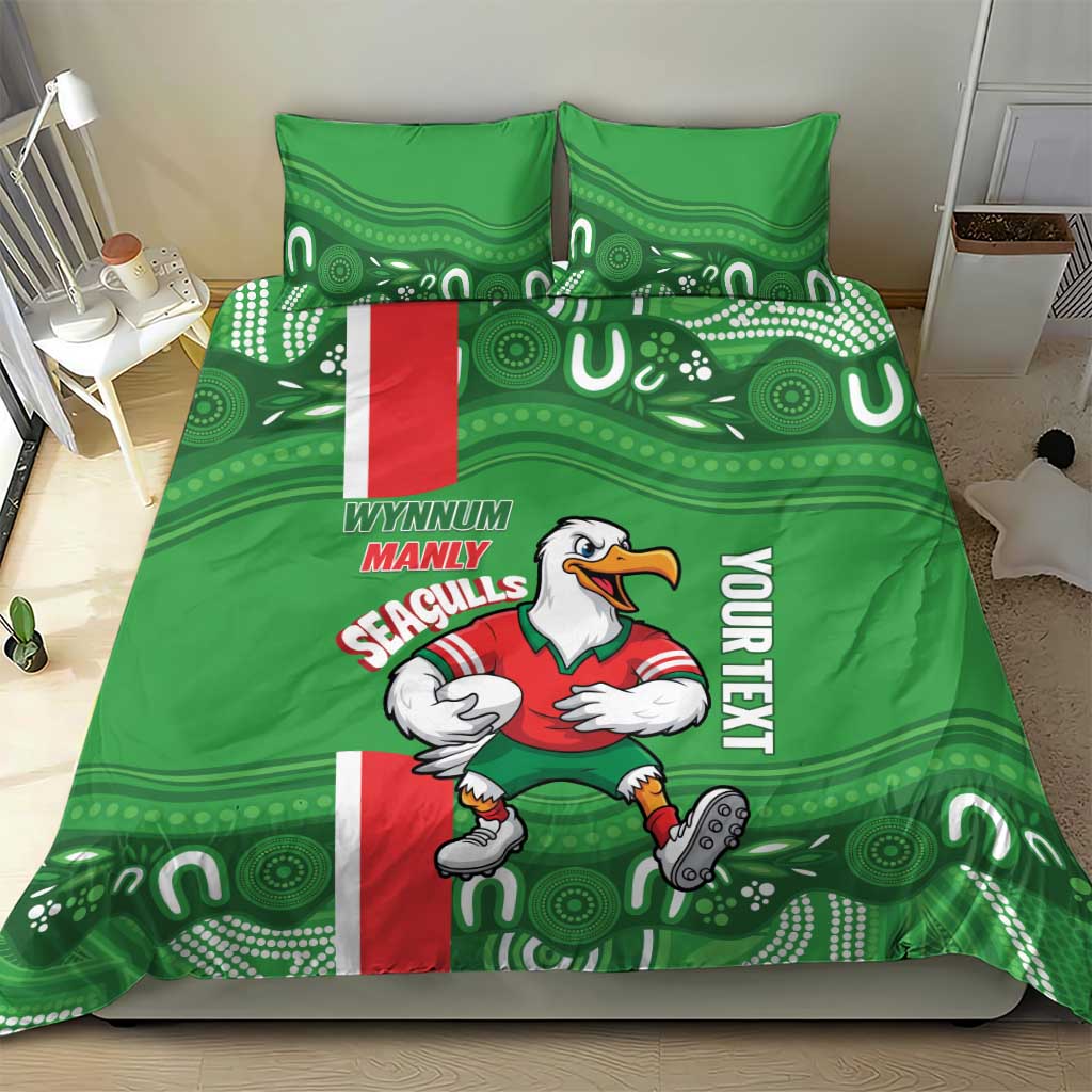 Wynnum Rugby Custom Bedding Set Go Manly Seagulls Aboriginal Art - Aussie Hoodie