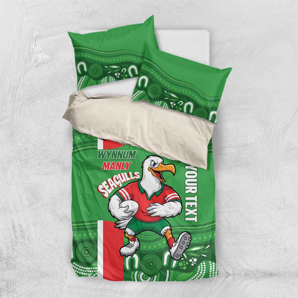Wynnum Rugby Custom Bedding Set Go Manly Seagulls Aboriginal Art - Aussie Hoodie