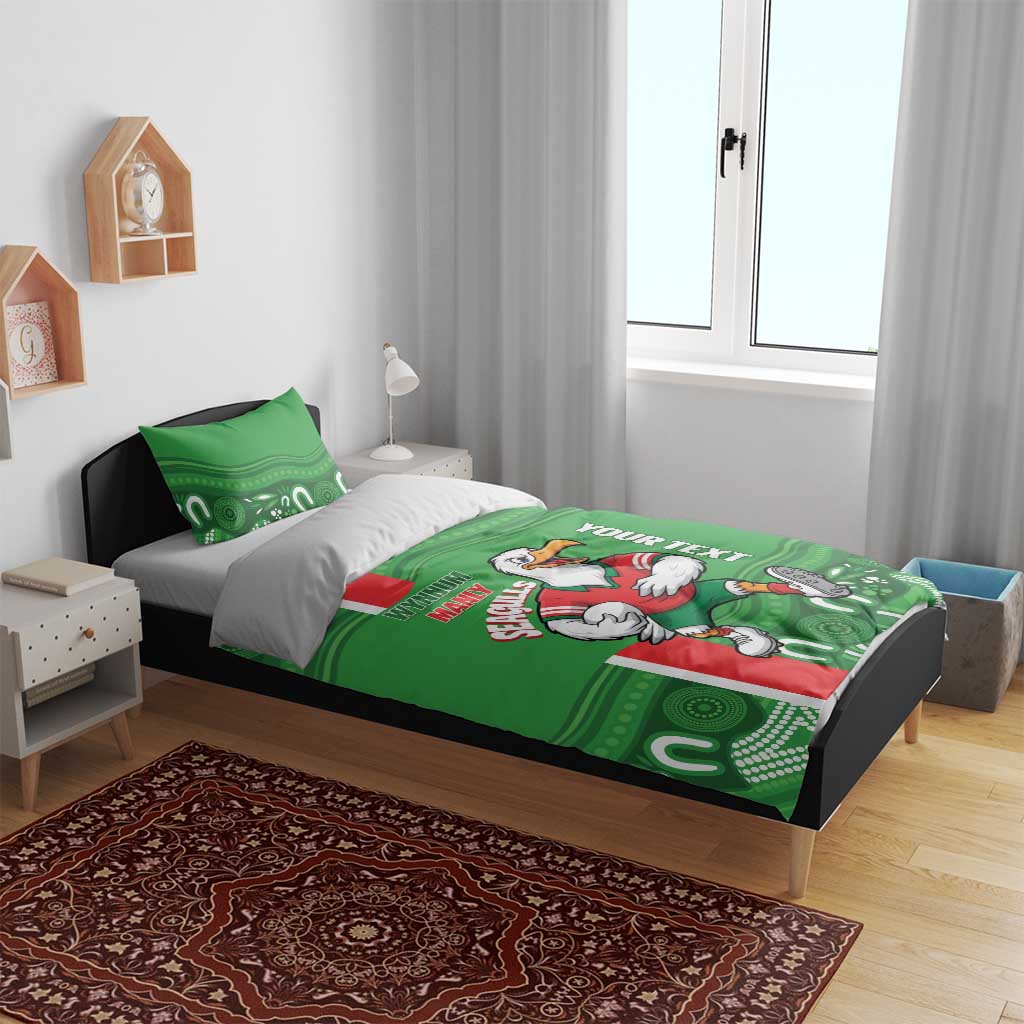 Wynnum Rugby Custom Bedding Set Go Manly Seagulls Aboriginal Art - Aussie Hoodie