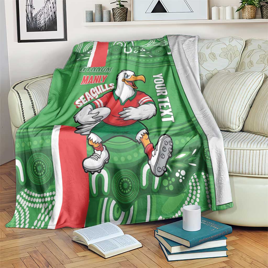 Wynnum Rugby Custom Blanket Go Manly Seagulls Aboriginal Art - Aussie Hoodie