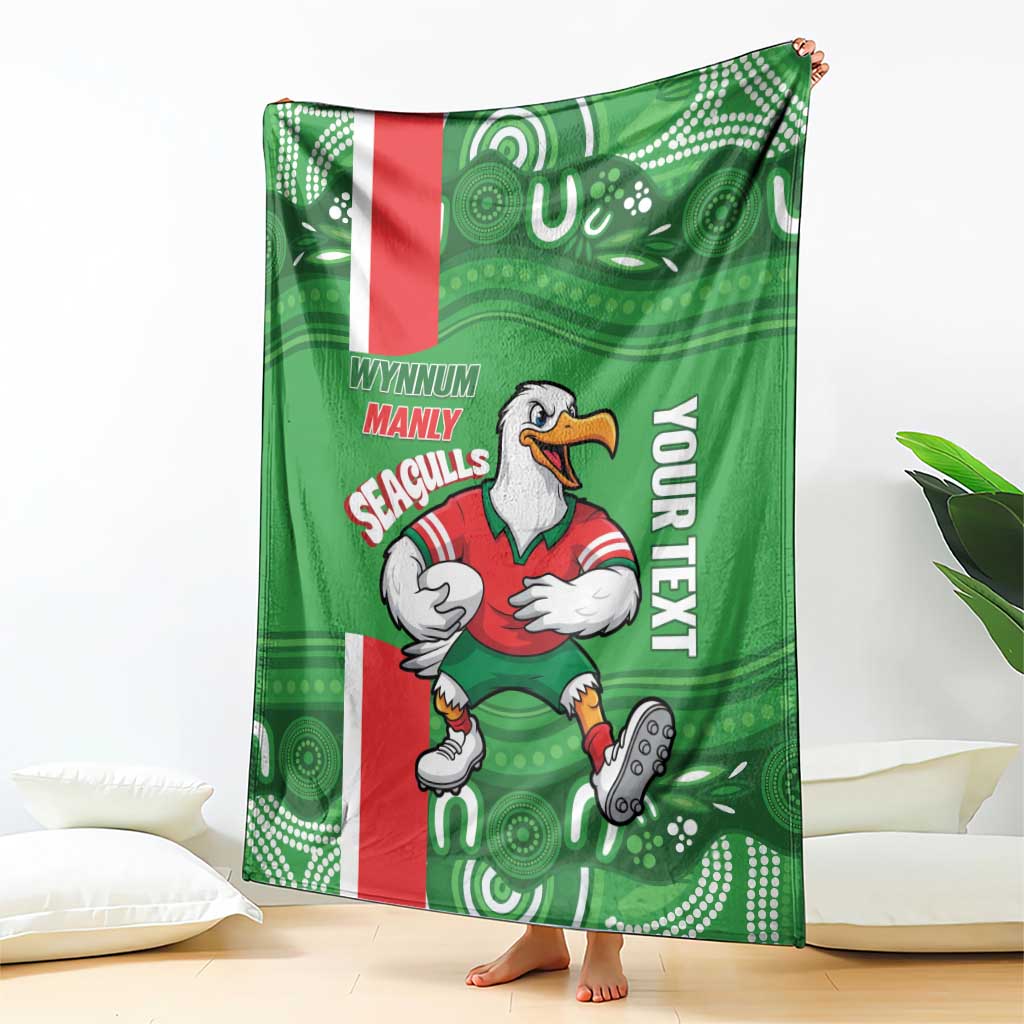Wynnum Rugby Custom Blanket Go Manly Seagulls Aboriginal Art - Aussie Hoodie