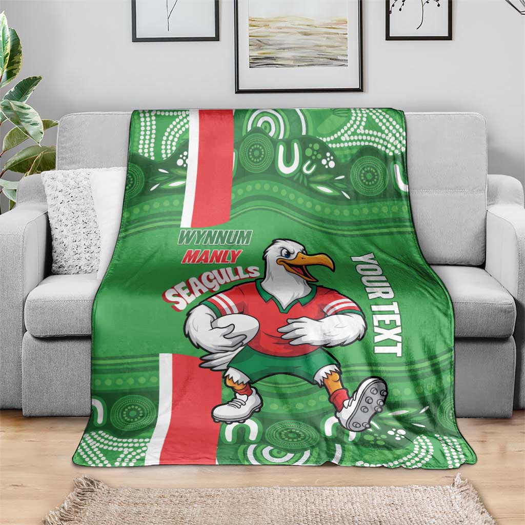 Wynnum Rugby Custom Blanket Go Manly Seagulls Aboriginal Art - Aussie Hoodie