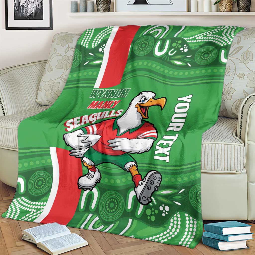 Wynnum Rugby Custom Blanket Go Manly Seagulls Aboriginal Art - Aussie Hoodie