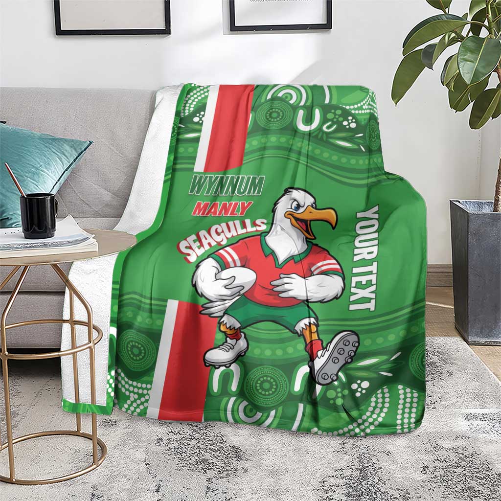 Wynnum Rugby Custom Blanket Go Manly Seagulls Aboriginal Art - Aussie Hoodie